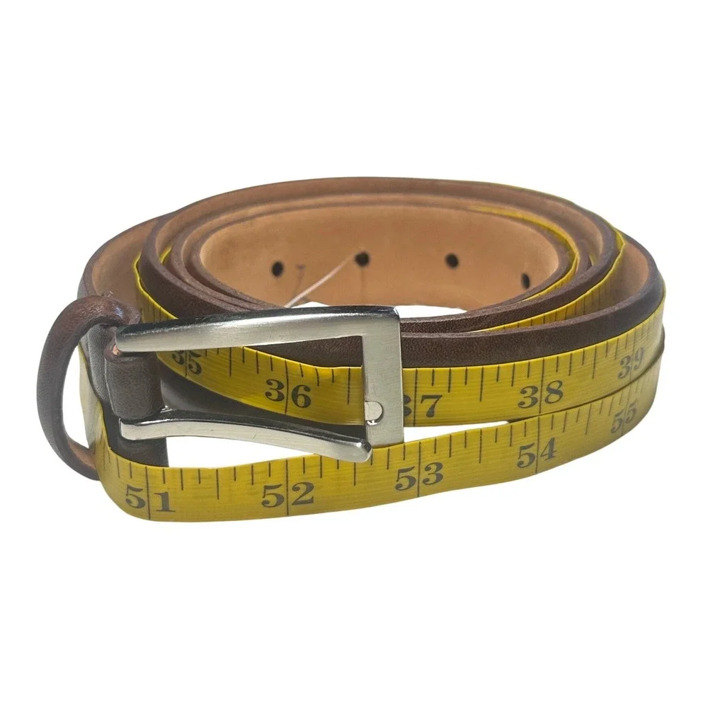 Jos. A. Bank Leather Belt Mens 44 Brown Silver Buckle‎ NWT